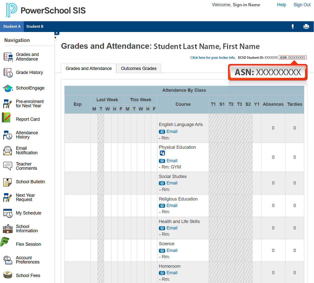 Where to find your ASN on PowerSchool